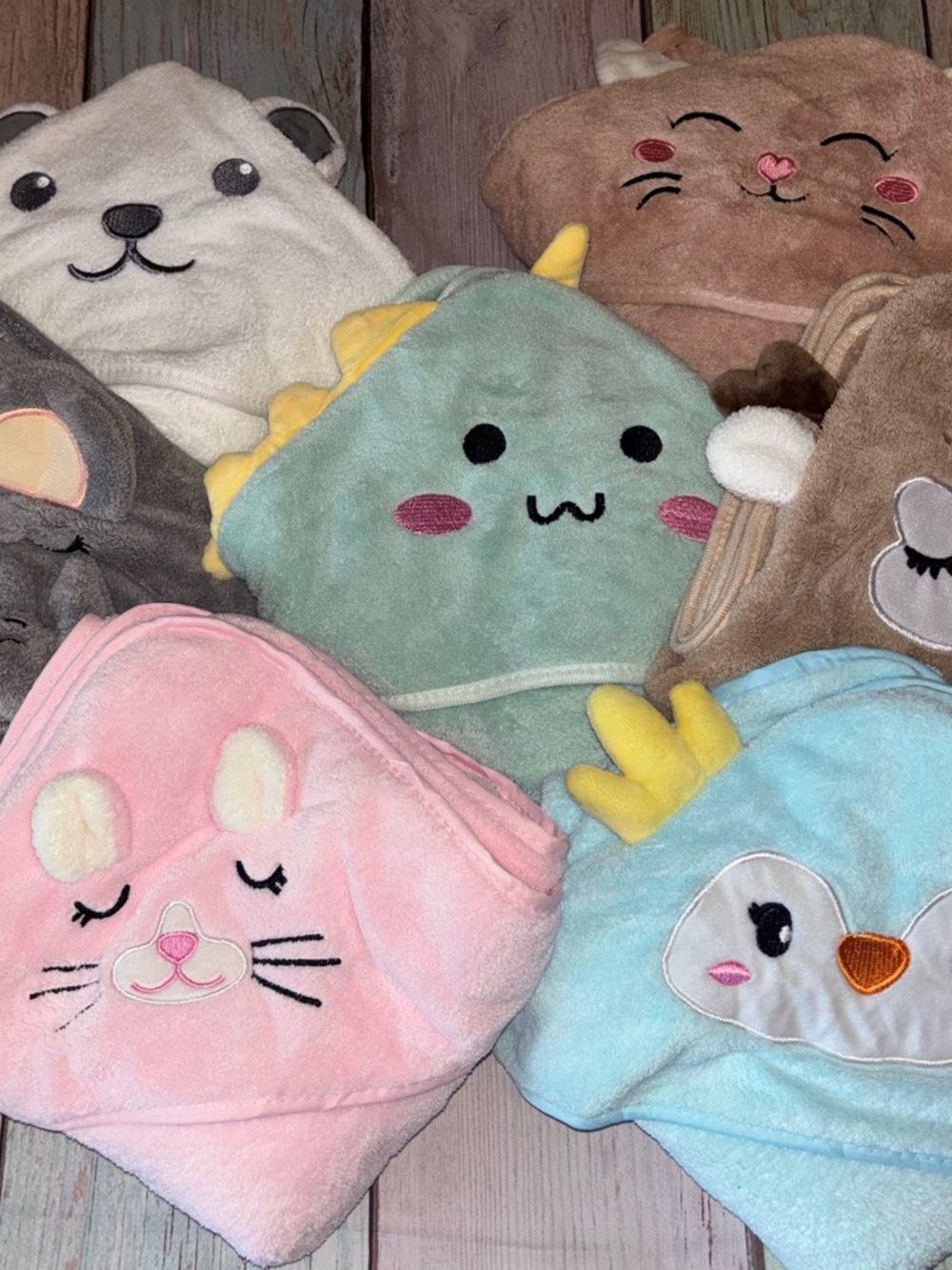 Set of 7 Baby Hooded Bath Towels